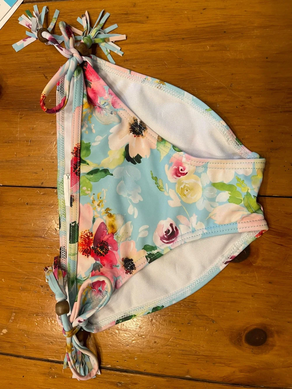 Snapper Rock Floral Halter Bikini Top in Light Blue, Pink and Green